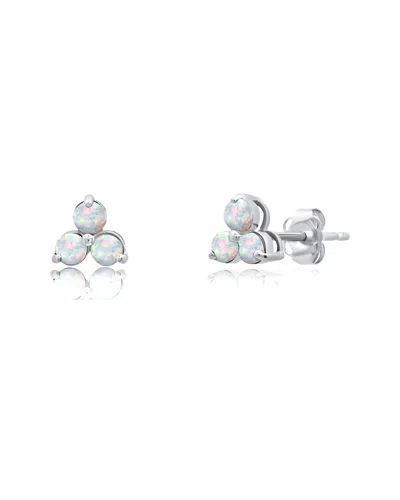 Maxcolor 14k 0.20 Ct. Tw. Lab-grown Opal Studs In Metallic
