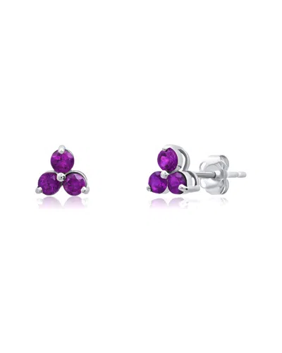 Maxcolor 14k 0.25 Ct. Tw. Amethyst Studs In Purple