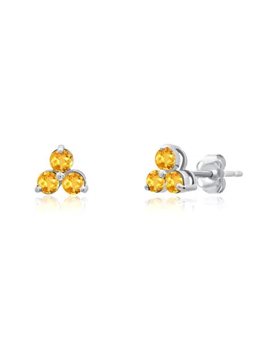 Maxcolor 14k 0.25 Ct. Tw. Citrine Studs In Metallic
