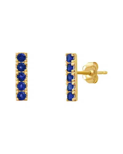 Maxcolor 14k 0.30 Ct. Tw. Lab-grown  Created Blue Sapphire Stud Earrings