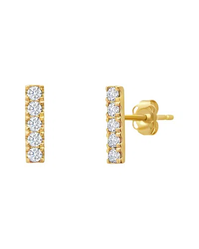 Maxcolor 14k 0.30 Ct. Tw. Lab-grown  Created White Sapphire Stud Earrings In Gold