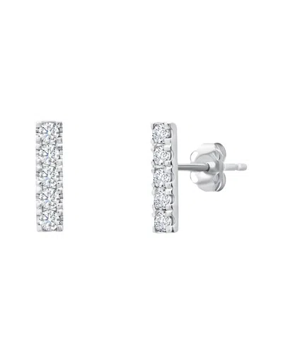 Maxcolor 14k 0.30 Ct. Tw. Lab-grown  Created White Sapphire Stud Earrings In Metallic