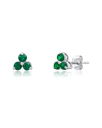 Maxcolor 14k 0.30 Ct. Tw. Lab-grown Emerald Studs In Green