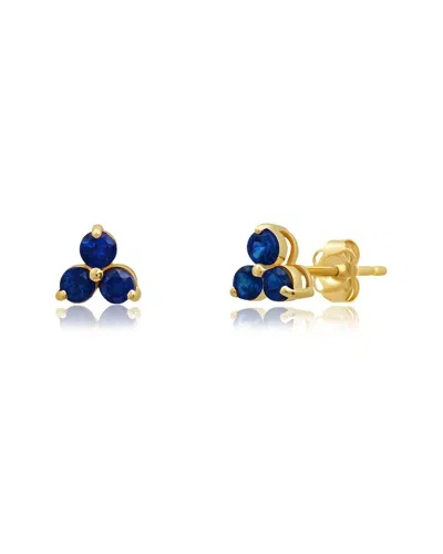 Maxcolor 14k 0.35 Ct. Tw. Lab-grown Blue Sapphire Studs In Multi