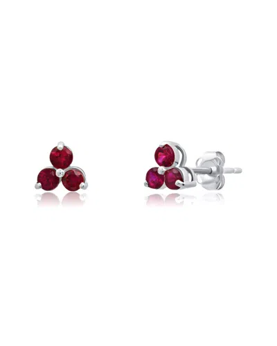 Maxcolor 14k 0.35 Ct. Tw. Lab-grown Ruby Studs In Multi