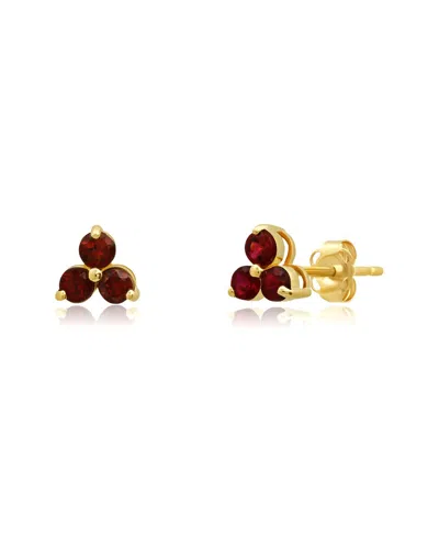 Maxcolor 14k 0.40 Ct. Tw. Garnet Studs In Red