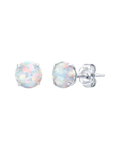 Maxcolor 14k 0.40 Ct. Tw. Lab-grown Opal Stud Earrings In Red