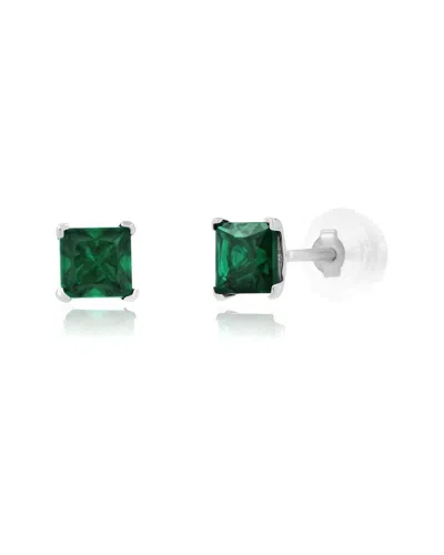 Maxcolor 14k 0.50 Ct. Tw. Lab-grown Emerald Studs In Green