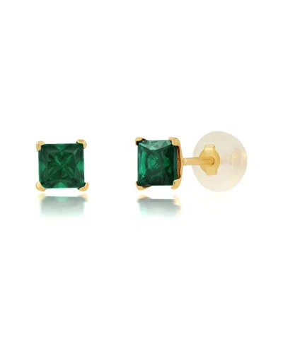 Maxcolor 14k 0.50 Ct. Tw. Lab-grown Emerald Studs In Green