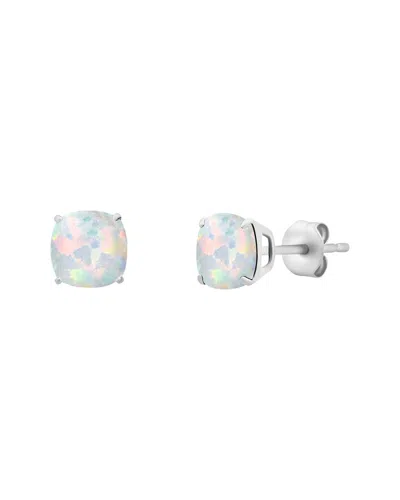 Maxcolor 14k 0.65 Ct. Tw. Lab-grown  Created Opal Stud Earrings In White