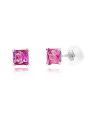 Maxcolor 14k 0.70 Ct. Tw. Lab-grown Pink Sapphire Studs In Gray