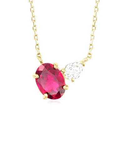 MAXCOLOR MAXCOLOR 14K 0.90 CT. TW. LAB-GROWN RUBY NECKLACE