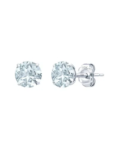 Maxcolor 14k 1.20 Ct. Tw. Aquamarine Stud Earrings In Blue