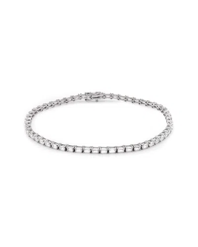 Maxcolor 14k Solid Gold Lab Grown Diamond Baguette Tennis Bracelet In White