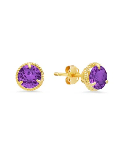 Maxcolor 14k 1.30 Ct. Tw. Amethyst Halo Studs