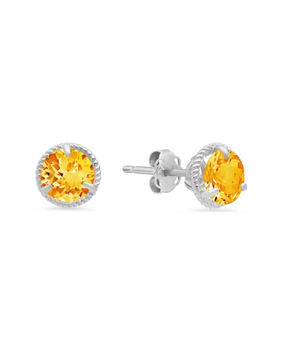 Maxcolor 14k 1.30 Ct. Tw. Citrine Halo Studs
