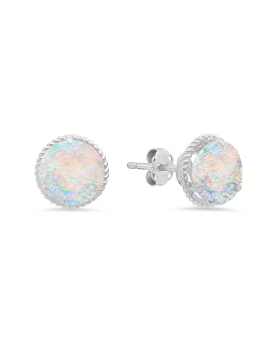 Maxcolor 14k 1.30 Ct. Tw. Lab-grown Opal Halo Studs