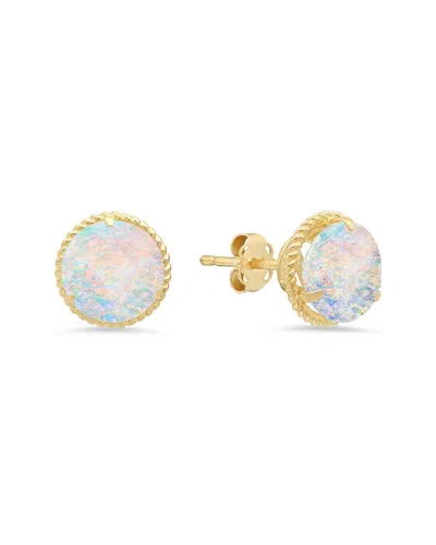 Maxcolor 14k 1.30 Ct. Tw. Lab-grown Opal Halo Studs In Multi
