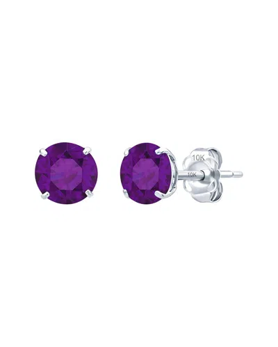 Maxcolor 14k 1.40 Ct. Tw. Amethyst Stud Earrings In Multi