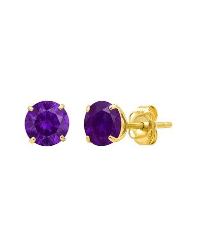 Maxcolor 14k 1.40 Ct. Tw. Amethyst Stud Earrings In Purple