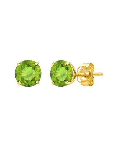 Maxcolor 14k 1.40 Ct. Tw. Peridot Stud Earrings In Green