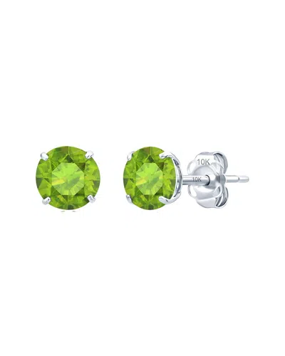 Maxcolor 14k 1.40 Ct. Tw. Peridot Stud Earrings In Green