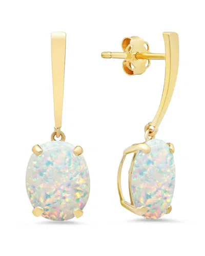 Maxcolor 14k 1.50 Ct. Tw. Lab-grown Opal Drop Earrings