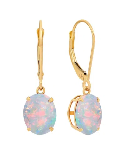 Maxcolor 14k 1.55 Ct. Tw. Lab-grown Opal Dangle Earrings In Gold
