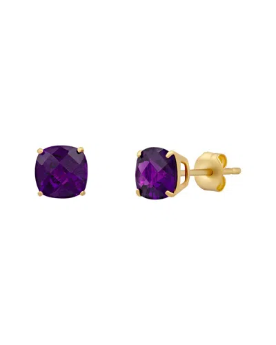 Maxcolor 14k 1.60 Ct. Tw. Amethyst Stud Earrings In Gray