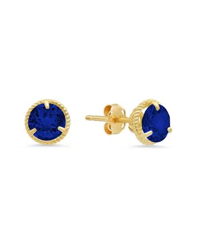Maxcolor 14k 1.70 Ct. Tw. Lab-grown Blue Sapphire Halo Studs