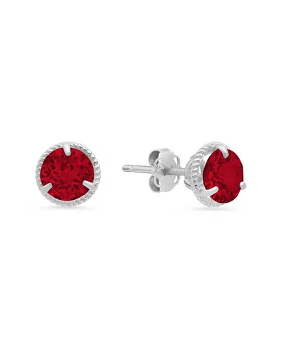 Maxcolor 14k 1.70 Ct. Tw. Lab-grown Ruby Halo Studs