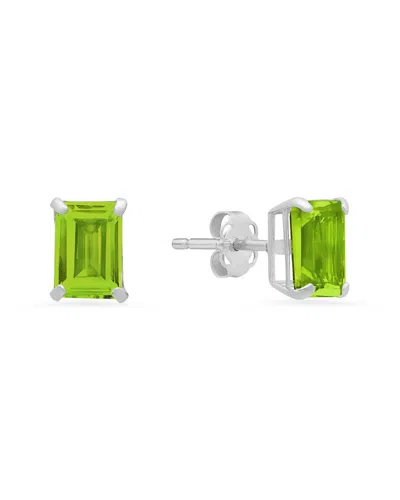 Maxcolor 14k 1.70 Ct. Tw. Peridot Studs In Green