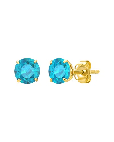Maxcolor 14k 1.80 Ct. Tw. Swiss Blue Topaz Stud Earrings In Gold