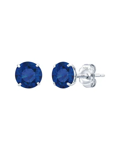 Maxcolor 14k 1.90 Ct. Tw. Lab-grown Blue Sapphire Stud Earrings In Multi