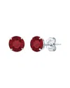 Maxcolor 14k 1.90 Ct. Tw. Lab-grown Ruby Stud Earrings In Metallic