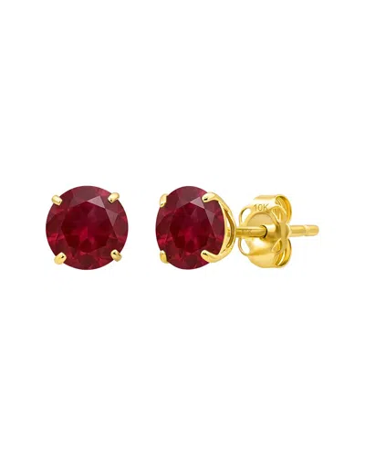 Maxcolor 14k 1.90 Ct. Tw. Lab-grown Ruby Stud Earrings In Red