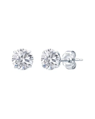 Maxcolor 14k 1.90 Ct. Tw. Lab-grown White Sapphire Stud Earrings In Silver