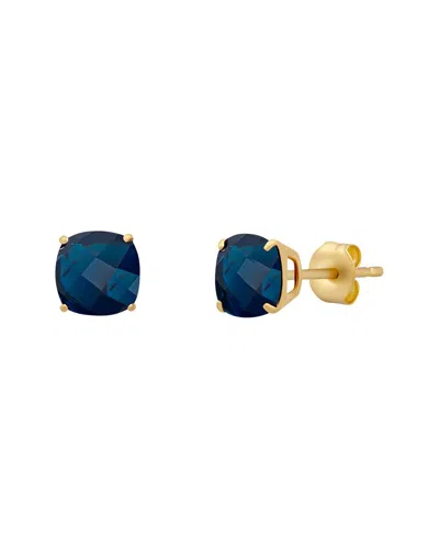 Maxcolor 14k 2.00 Ct. Tw. Londen Blue Topaz Stud Earrings In Gold
