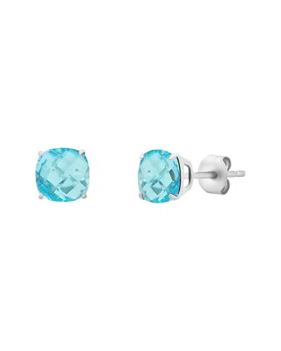 Maxcolor 14k 2.00 Ct. Tw. Swiss Blue Topaz Stud Earrings In Pink
