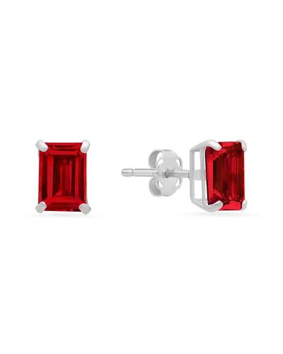 Maxcolor 14k 2.10 Ct. Tw. Lab-grown Ruby Studs In Red