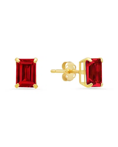 Maxcolor 14k 2.10 Ct. Tw. Lab-grown Ruby Studs In Red