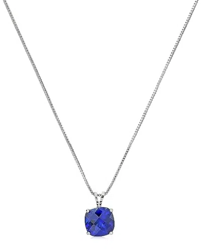 Maxcolor 14k 2.25 Ct. Tw. Lab-grown Blue Sapphire Pendant Necklace In Metallic