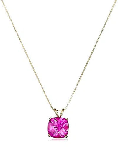 Maxcolor 14k 2.25 Ct. Tw. Lab-grown Pink Sapphire Pendant Necklace