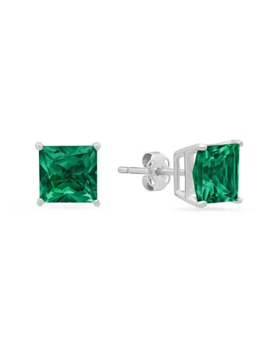 Maxcolor 14k 2.30 Ct. Tw. Lab-grown Emerald Studs In Green