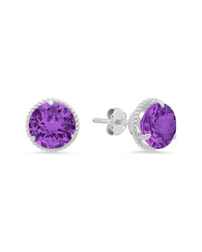 Maxcolor 14k 2.60 Ct. Tw. Amethyst Halo Studs