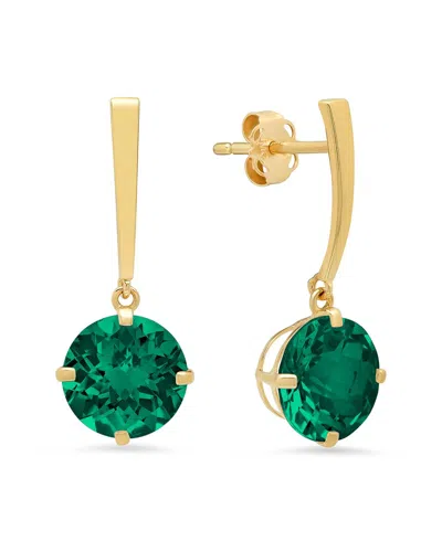 Maxcolor 14k 2.60 Ct. Tw. Lab-grown Emerald Drop Earrings
