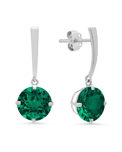 Maxcolor 14k 2.60 Ct. Tw. Lab-grown Emerald Drop Earrings