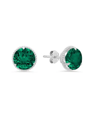 Maxcolor 14k 2.60 Ct. Tw. Lab-grown Emerald Halo Studs