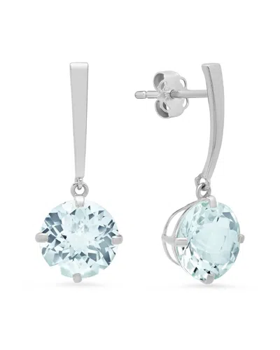 Maxcolor 14k 2.80 Ct. Tw. Aquamarine Drop Earrings In Metallic