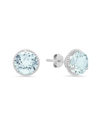 Maxcolor 14k 2.80 Ct. Tw. Aquamarine Halo Studs
